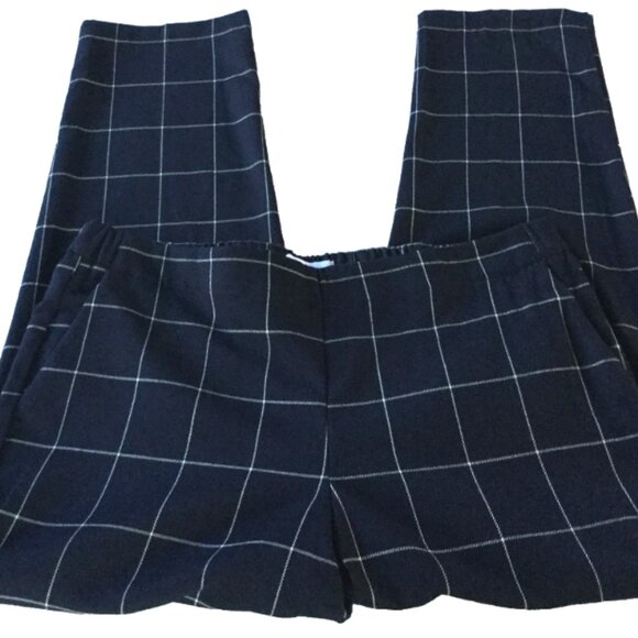 Liz Claiborne Women Siz 10 Pull-on Ankle Pants Elastic Waist Black White Pockets - Picture 7 of 14